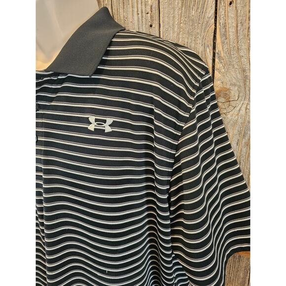 Under armour size XXL 2XL mens polo striped performance EUC short sleeve active - Picture 3 of 7
